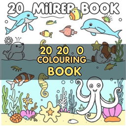 A 20-page coloring book featuring various marine life specifically designed for preschool-aged children