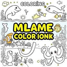 A 20-page coloring book featuring various marine life specifically designed for preschool-aged children