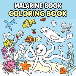 A 20-page coloring book featuring various marine life specifically designed for preschool-aged children