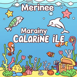 Create a marine life coloring book for preschool children featuring 20 pages with friendly and cute illustrations of various sea creatures