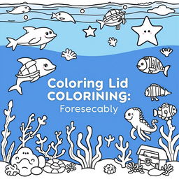 Create a marine life coloring book for preschool children featuring 20 pages with friendly and cute illustrations of various sea creatures