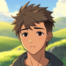 A male with short, textured hair featuring a high fade hairstyle, depicted in a Studio Ghibli inspired style