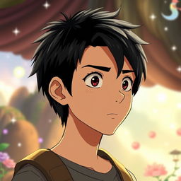 A male character with very short textured black hair, featuring a distinct side fade