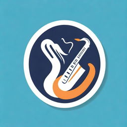 Logo design representing a fusion of chilaquiles and jazz music. A stylized plate of chilaquiles entwined with a cool jazz saxophone.