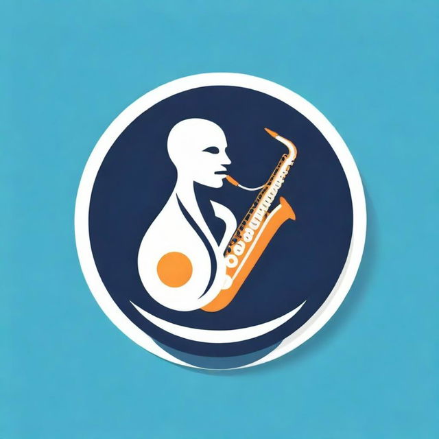 Logo design representing a fusion of chilaquiles and jazz music. A stylized plate of chilaquiles entwined with a cool jazz saxophone.