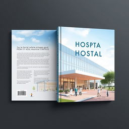 A modern and sleek book cover design featuring an impressive hospital building