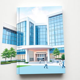 A modern and sleek book cover design featuring an impressive hospital building