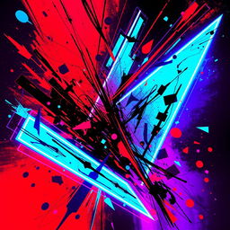 Abstract art in a rock style featuring vibrant neon colors