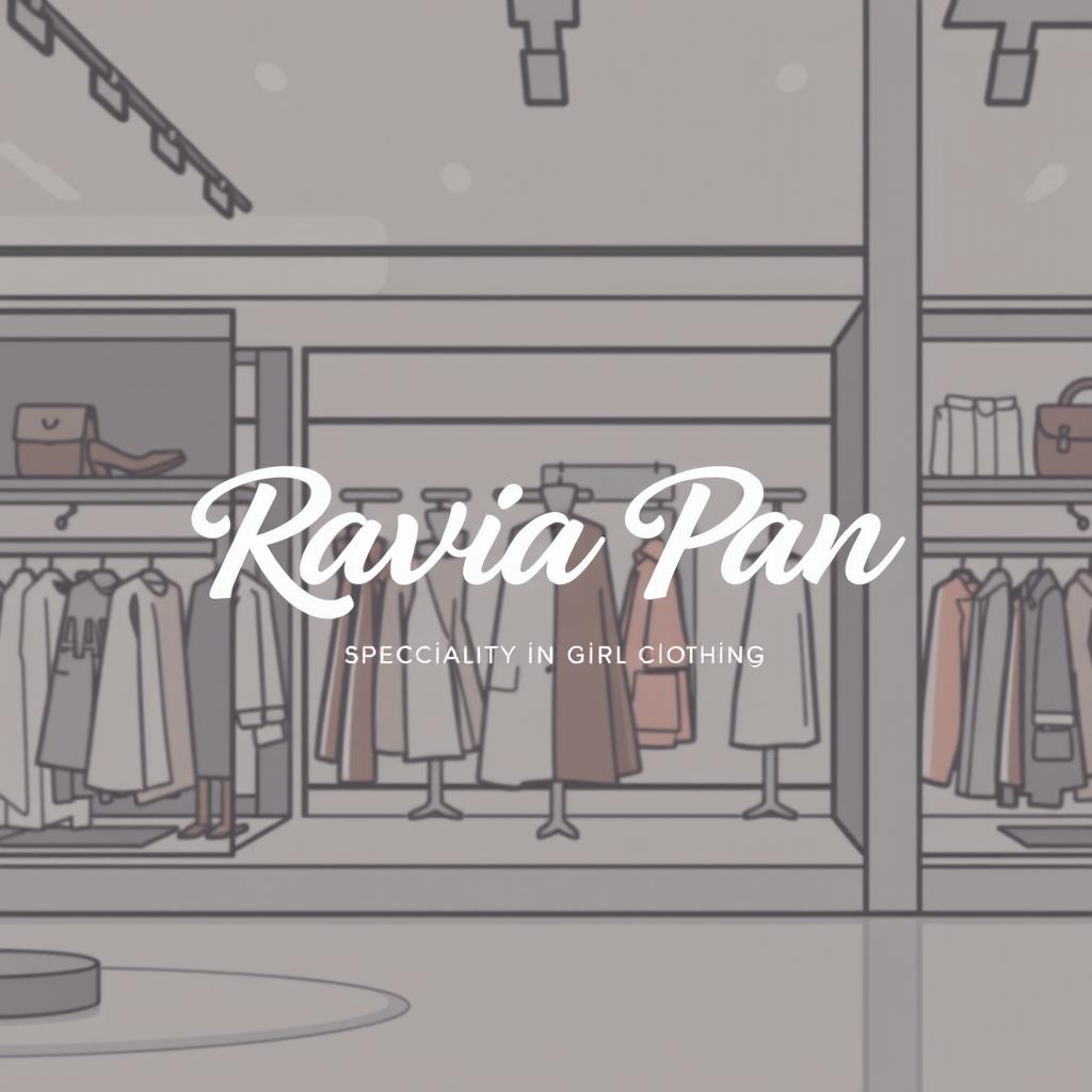 A trendy and stylish illustration of the clothing logo for "Ravia Pan", a brand specializing in girl clothing