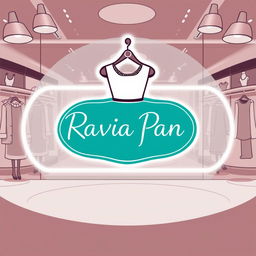 A trendy and stylish illustration of the clothing logo for "Ravia Pan", a brand specializing in girl clothing