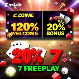 An exciting casino promotion banner with a striking and colorful design