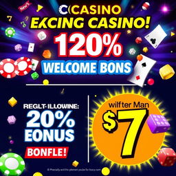 An exciting casino promotion banner with a striking and colorful design