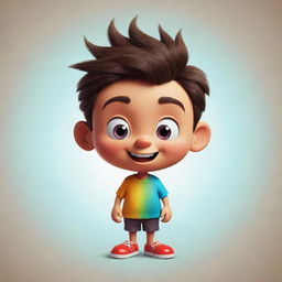 Create a simple, colorful, and whimsical cartoon character with expressive features and joyful demeanor.