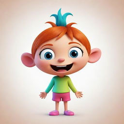 Create a simple, colorful, and whimsical cartoon character with expressive features and joyful demeanor.