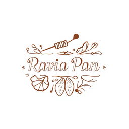 A creative logo design for the company "Ravia Pan", incorporating elements of cloth and sewing