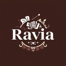 A creative logo design for the company "Ravia Pan", incorporating elements of cloth and sewing