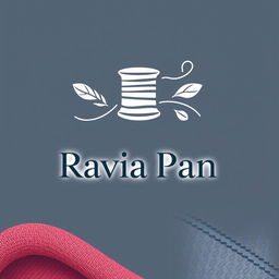 A creative logo design for the company "Ravia Pan", incorporating elements of cloth and sewing