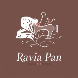 A chic and elegant logo design for the company "Ravia Pan", featuring cloth and sewing-related elements with a distinct Parisian flair