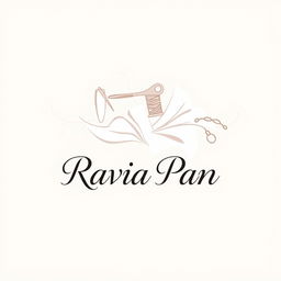 A chic and elegant logo design for the company "Ravia Pan", featuring cloth and sewing-related elements with a distinct Parisian flair