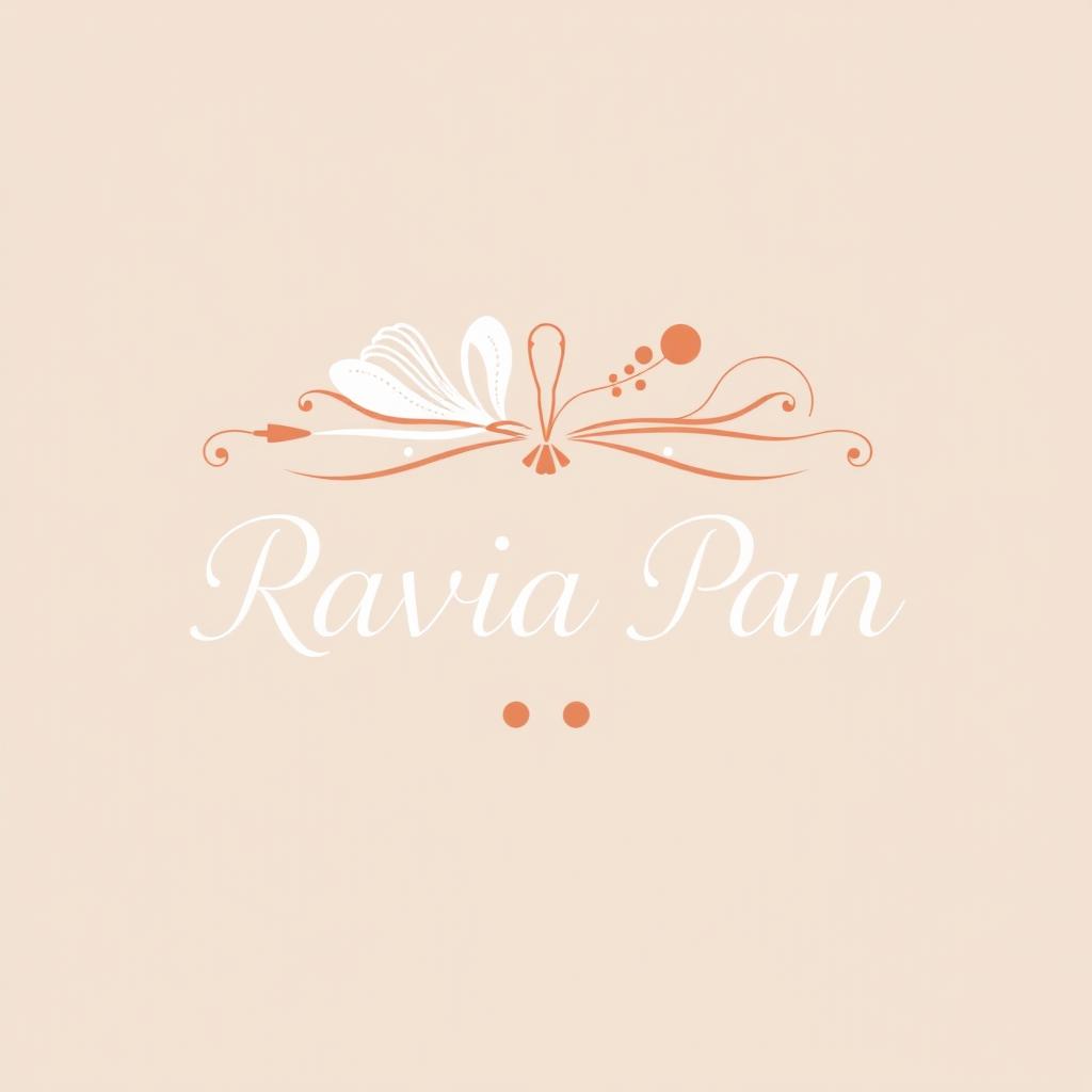 A chic and elegant logo design for the company "Ravia Pan", featuring cloth and sewing-related elements with a distinct Parisian flair