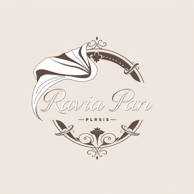 An exquisite logo design for the company "Ravia Pan", incorporating elements related to clothing with a Parisian influence