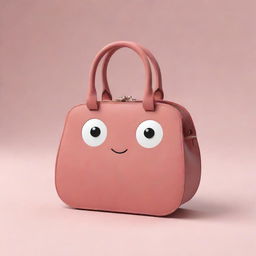 Generate an adorable, charismatic character that resembles a stylized, cute version of a handbag.