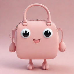 Generate an image of an extremely cute handbag character, enriched with multiple cartoon-like hands and feet, creating an even more playful appearance.