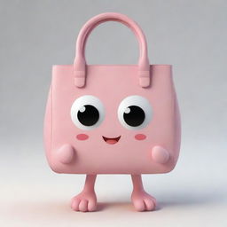 Generate an image of an extremely cute handbag character, enriched with multiple cartoon-like hands and feet, creating an even more playful appearance.