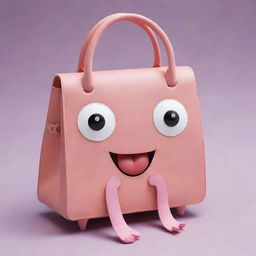 Craft an image of an ultra-cute handbag character, adorned with numerous cartoon-like hands and feet, adding a higher level of whimsicality and charm.