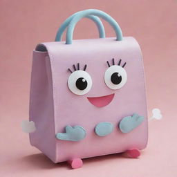 Craft an image of an ultra-cute handbag character, adorned with numerous cartoon-like hands and feet, adding a higher level of whimsicality and charm.