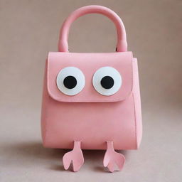 Craft an image of an ultra-cute handbag character, adorned with numerous cartoon-like hands and feet, adding a higher level of whimsicality and charm.