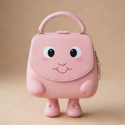 Create a super endearing image of a handbag character, featuring multiple cute hands and feet, aiming for the ultimate level of cuteness and charm.