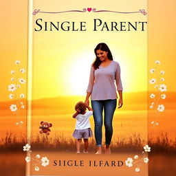 A heartwarming book cover for an autobiography of a single parent, featuring a serene scene of a parent and child holding hands, standing at the edge of a sunlit field, symbolizing hope and resilience