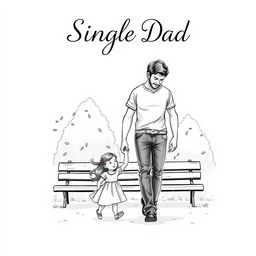 Illustrated book cover featuring a single dad theme, black and white illustration