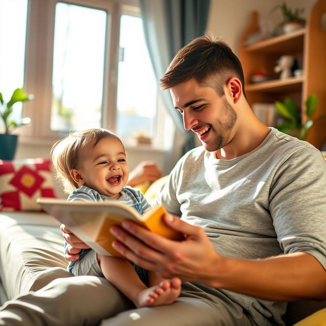 A single parent in a cozy living room spending quality time with their young child, showcasing a loving and supportive environment