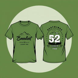 Create a t-shirt design with an army green color theme for a family gathering event named Boedoet 52 Azhem 1908