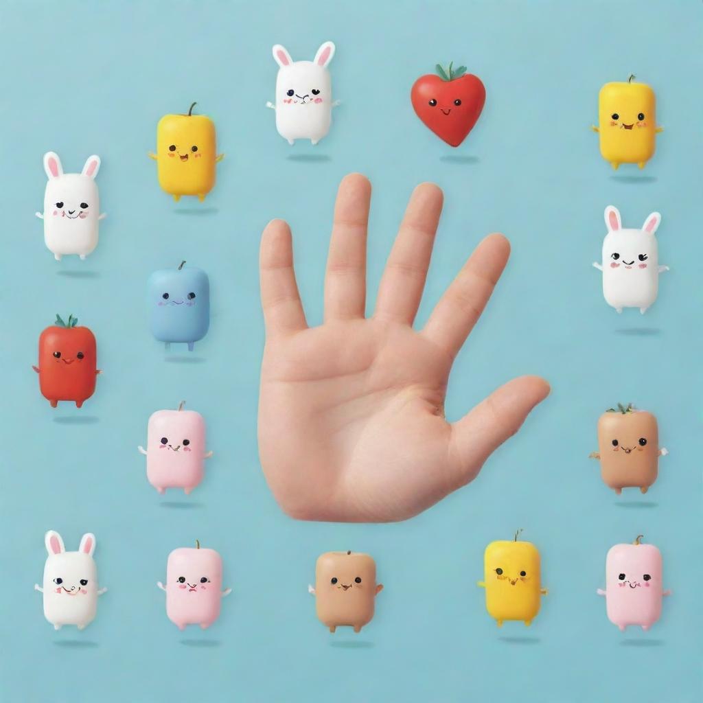 Illustrate an assortment of everyday objects animated into ultra-cute cartoon characters, each with multiple adorable hands and feet, enhancing the charm to maximum cuteness.