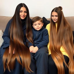 A family sitting together on the same sofa