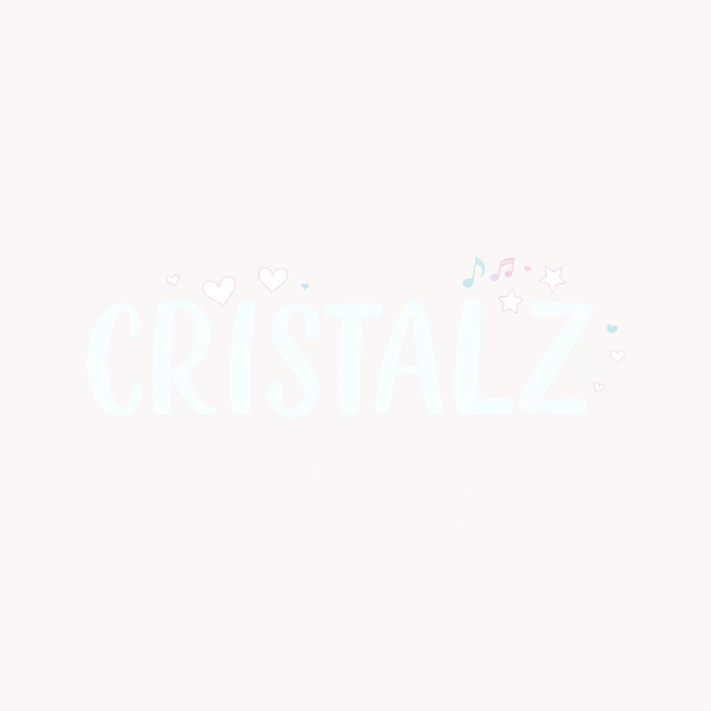 A charming and modern logo design for a K-pop group, featuring the word "CRISTALZ" prominently displayed in a soft, elegant font