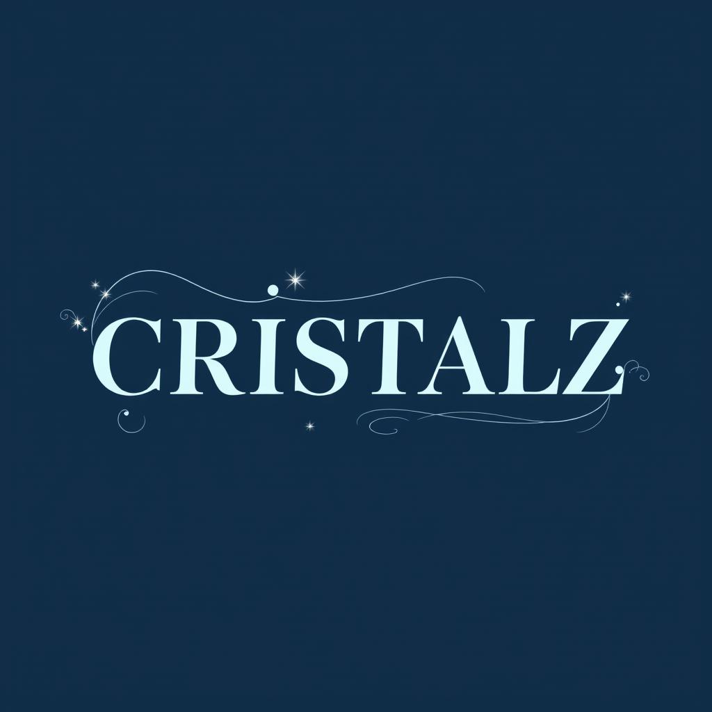 A captivating and contemporary logo design for a K-pop group, featuring the word "CRISTALZ" prominently in a soft, delicate font