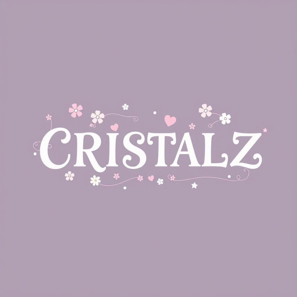 An enchanting and modern logo design for a K-pop group, featuring the word "CRISTALZ" prominently in a twisted, elegant font