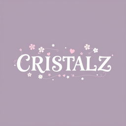 An enchanting and modern logo design for a K-pop group, featuring the word "CRISTALZ" prominently in a twisted, elegant font