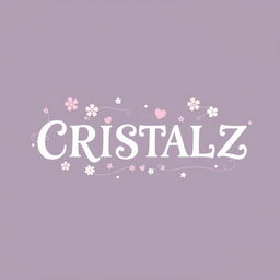 An enchanting and modern logo design for a K-pop group, featuring the word "CRISTALZ" prominently in a twisted, elegant font