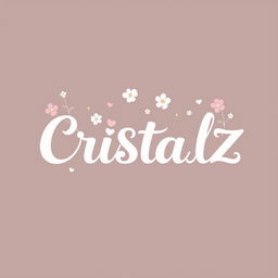 An enchanting and modern logo design for a K-pop group, featuring the word "CRISTALZ" prominently in a twisted, elegant font