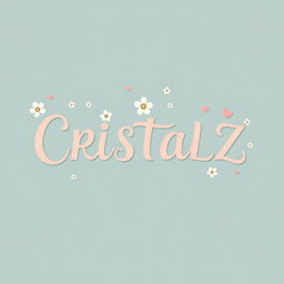 An enchanting and modern logo design for a K-pop group, featuring the word "CRISTALZ" prominently in a twisted, elegant font