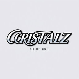 A stylish and impactful logo design for a K-pop group, featuring the word "CRISTALZ" prominently in a twisted and elegant font