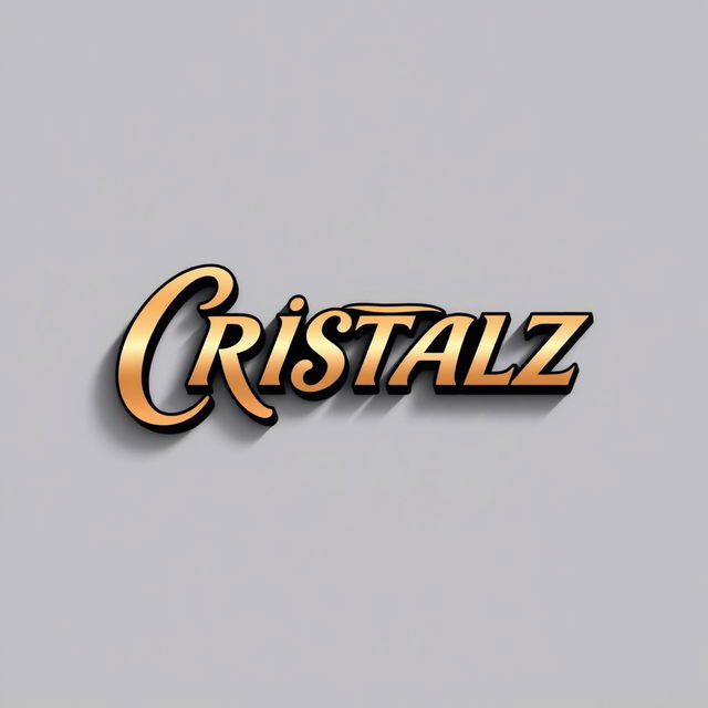 A stylish and impactful logo design for a K-pop group, featuring the word "CRISTALZ" prominently in a twisted and elegant font