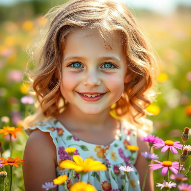 A portrait of a young girl with a joyful and innocent expression