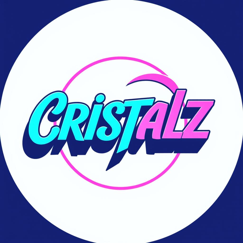 A vibrant and stylish logo design for a K-pop group, featuring the word "CRISTALZ" prominently in a twisted and elegant font