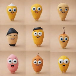 Generate cartoon characters from different everyday items, each turned into an adorable and lovable character with endearing qualities.